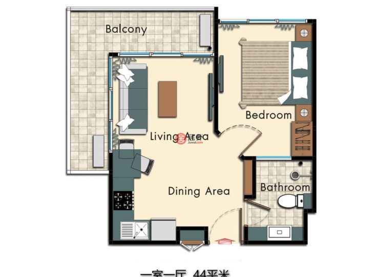 泰国芭堤雅2卧2卫新房的公寓